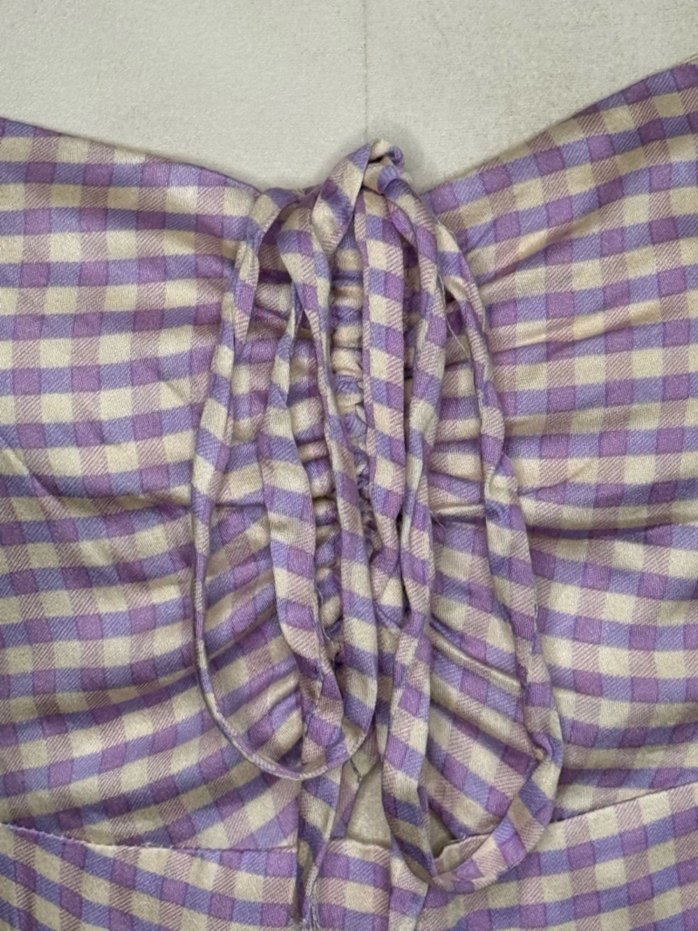 Lilac & White Gingham Tie-Front Dress - Picture 3 of 11